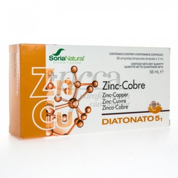 DIATONATO 5-1 ZINC- COBRE 28 X 2 ML VIALES SORIA NATURAL R.17032