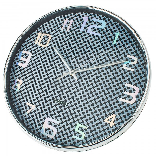 Reloj kuken negro/cromo redondo 33cm