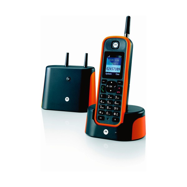 Motorola o201 naranja teléfono inalámbrico resistente de largo alcance