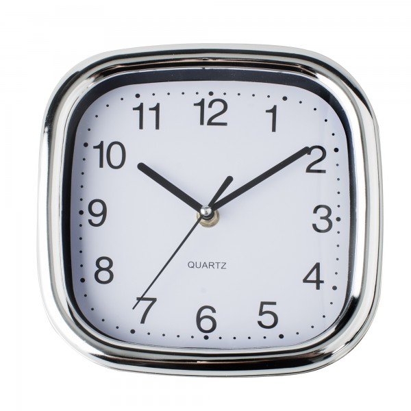 Reloj kuken blanco/cromo cuadrado 20cm