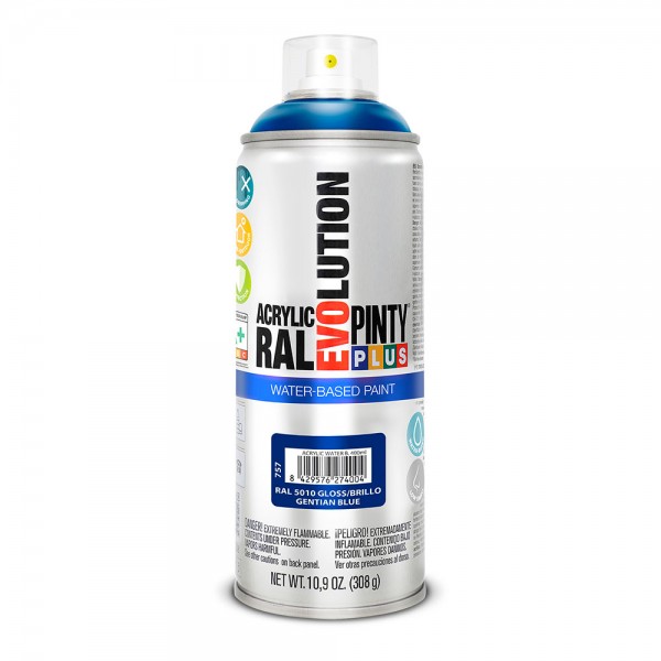 Pintura en spray pintyplus evolution water-based 520cc ral 5010 azul genziana