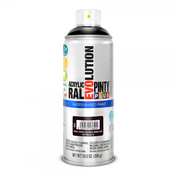 Pintura en spray pintyplus evolution water-based 520cc ral 9005 negro intenso