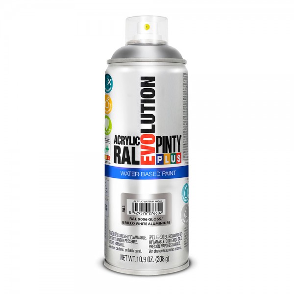 Pintura en spray pintyplus evolution water-based 520cc ral 9006 aluminio blanco
