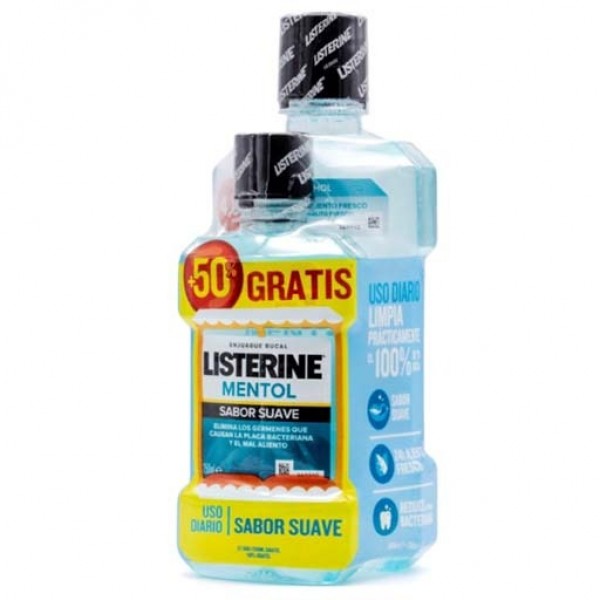 Listerine Mentol Suave enjuague bucal Pack 500 ml +50% GRATIS